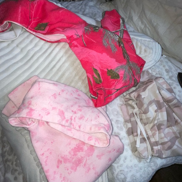 3pc HOODIE bundle *REAL TREE HOT PINK *old navy Pink tie-dye *SO blush camo XS S - Picture 3 of 14